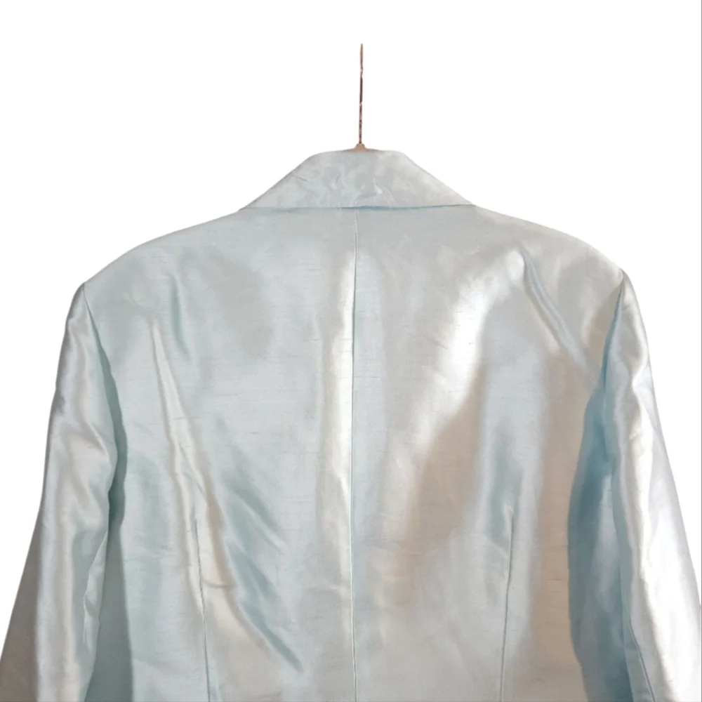 Lafayette 148 Silk Blend Pleated Peplum Hem Blazer Quiet Luxury Women's 18 NWT